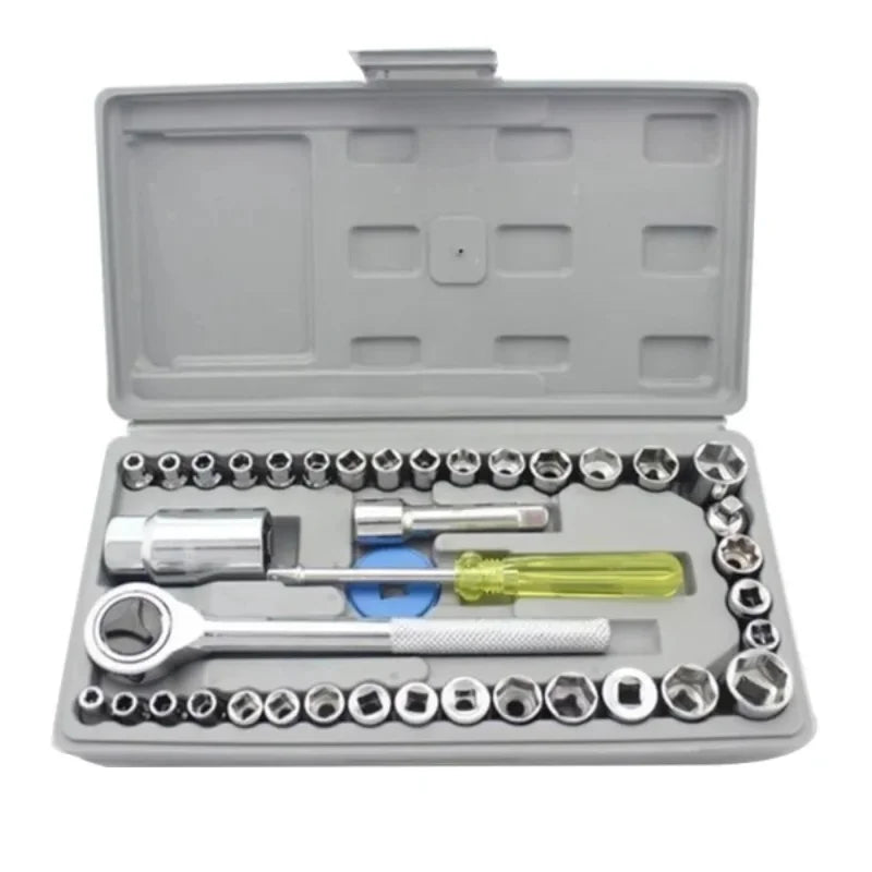 40pcs Aiwa Socket Wrench Tool Kit | Durable Stainless Steel Multi-Purpose Repair Set