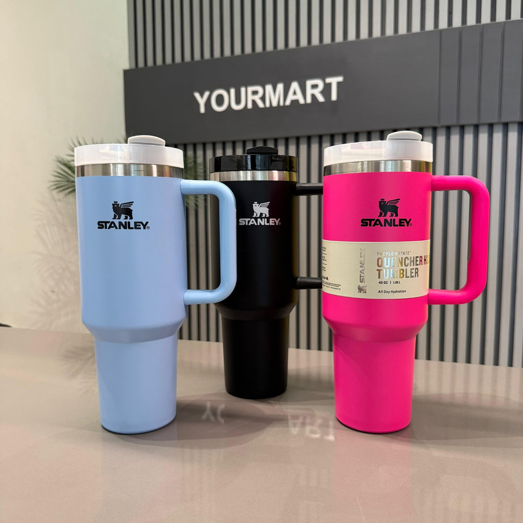 Black Stanley 40 Oz Stainless Steel Tumbler | Leak-Proof Vacuum Insulated Travel Mug | Hot & Cold