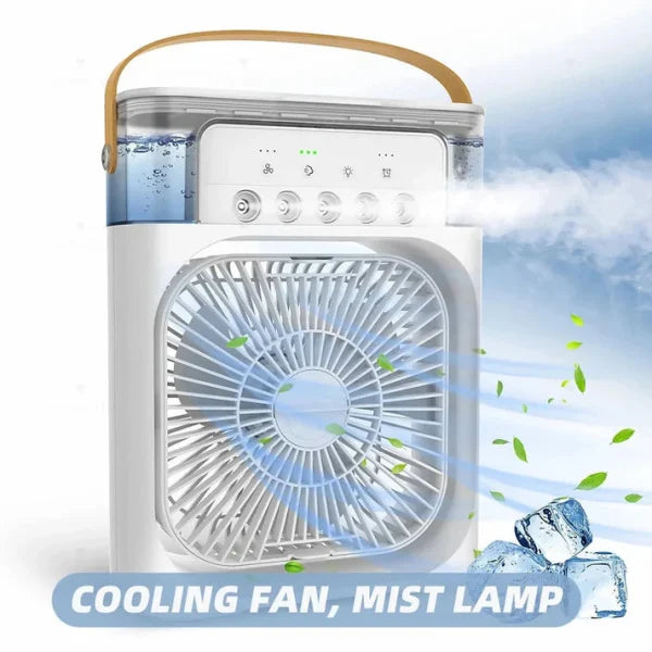 10-Inch Large Portable Air Conditioner Fan | USB Electric Fan with LED Night Light, Mist & Humidifier Function | Random Color