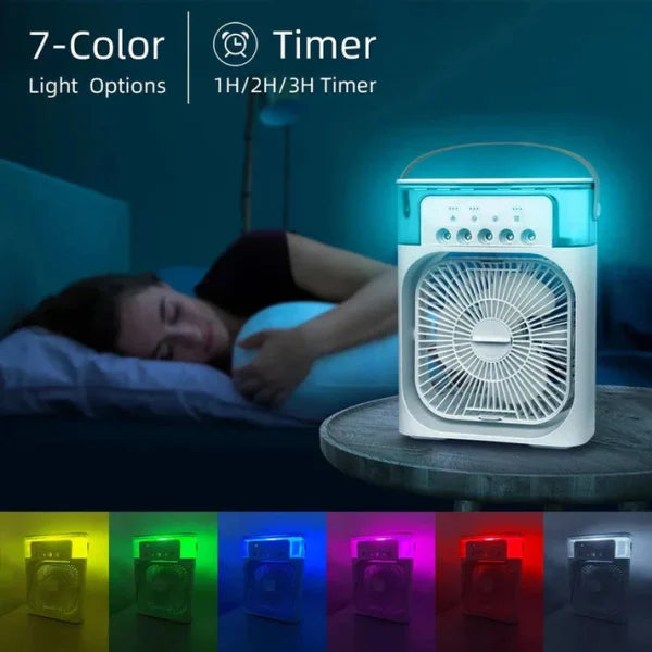 10-Inch Large Portable Air Conditioner Fan | USB Electric Fan with LED Night Light, Mist & Humidifier Function | Random Color